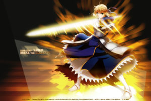blonde, Hair, Dress, Fate, Stay, Night, Fate, Zero, Green, Eyes, Ribbons, Saber, Sword, Weapon