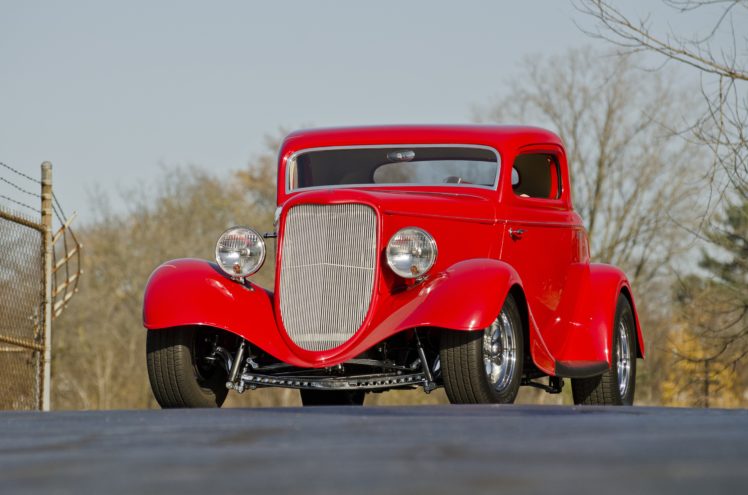 1933, Ford, Coupe, Three, Window, Hotrod, Streetrod, Hot, Rod, Street, Red, Usa,  02 HD Wallpaper Desktop Background