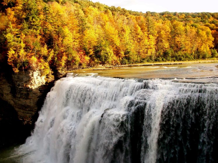 fall, Waterfall, Forest, Nature HD Wallpaper Desktop Background