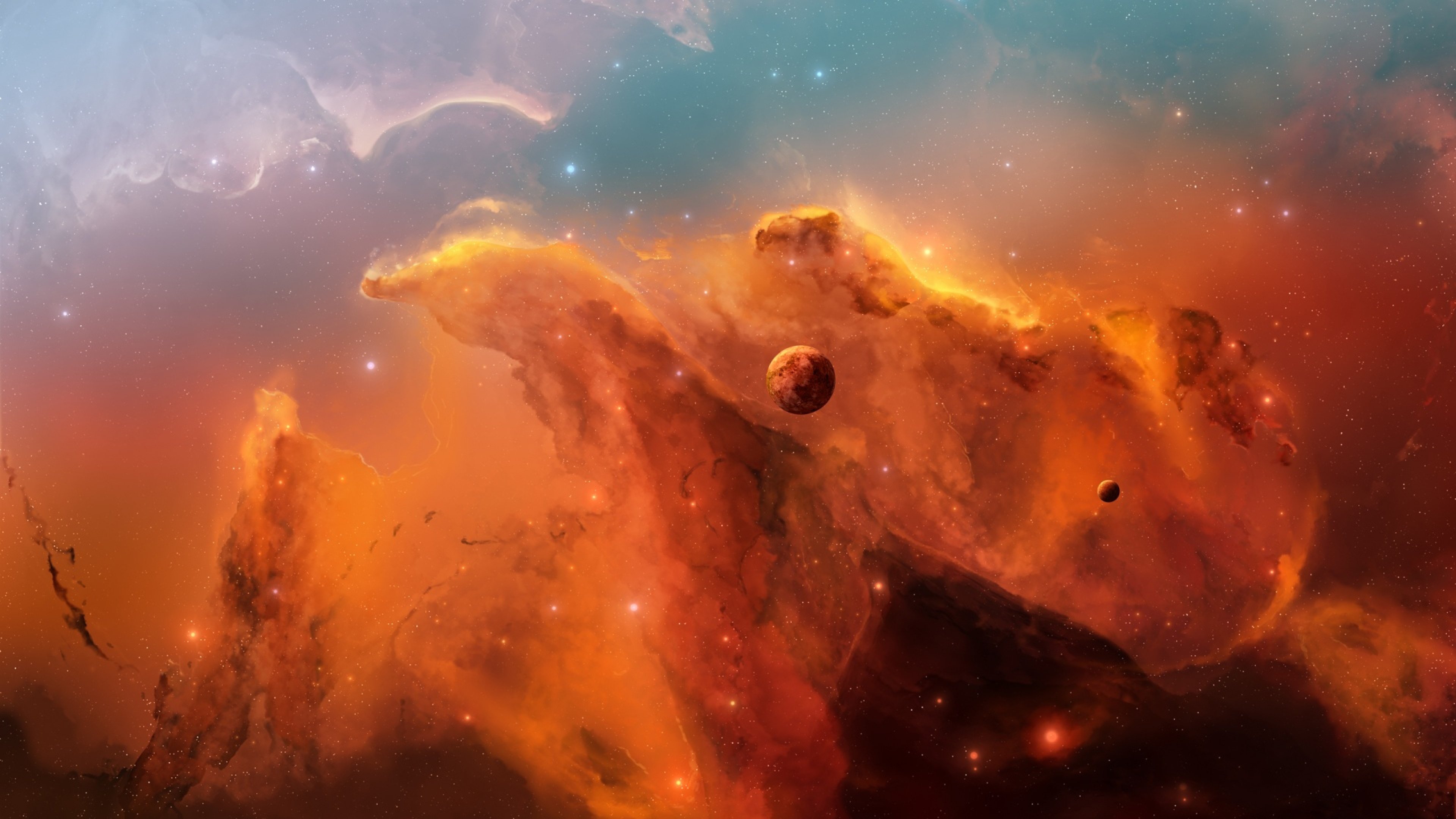 space, Explosion, Planet, Light Wallpaper