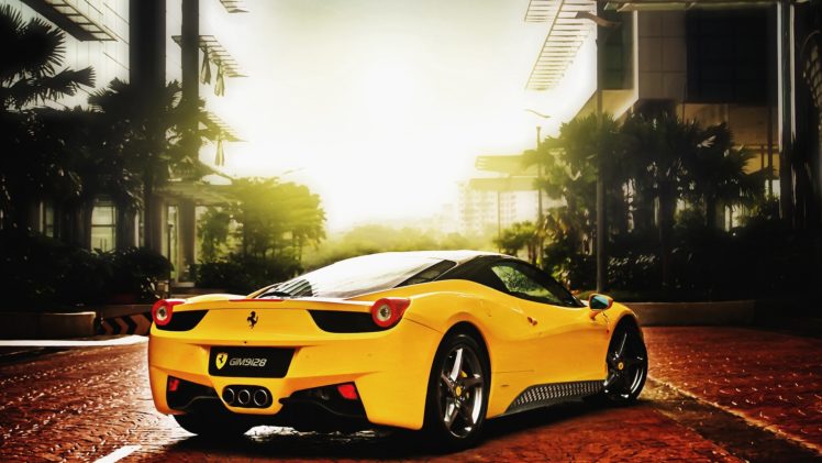 yellow, Ferrari, 458, Italia, 458, Italia HD Wallpaper Desktop Background