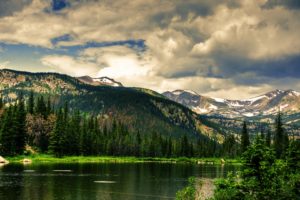 green, Mountains, Clouds, Nature, Forest, Rivers
