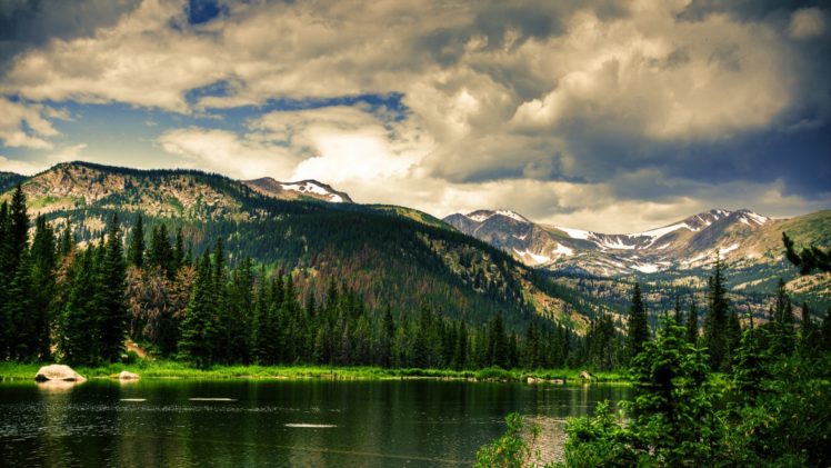 green, Mountains, Clouds, Nature, Forest, Rivers HD Wallpaper Desktop Background