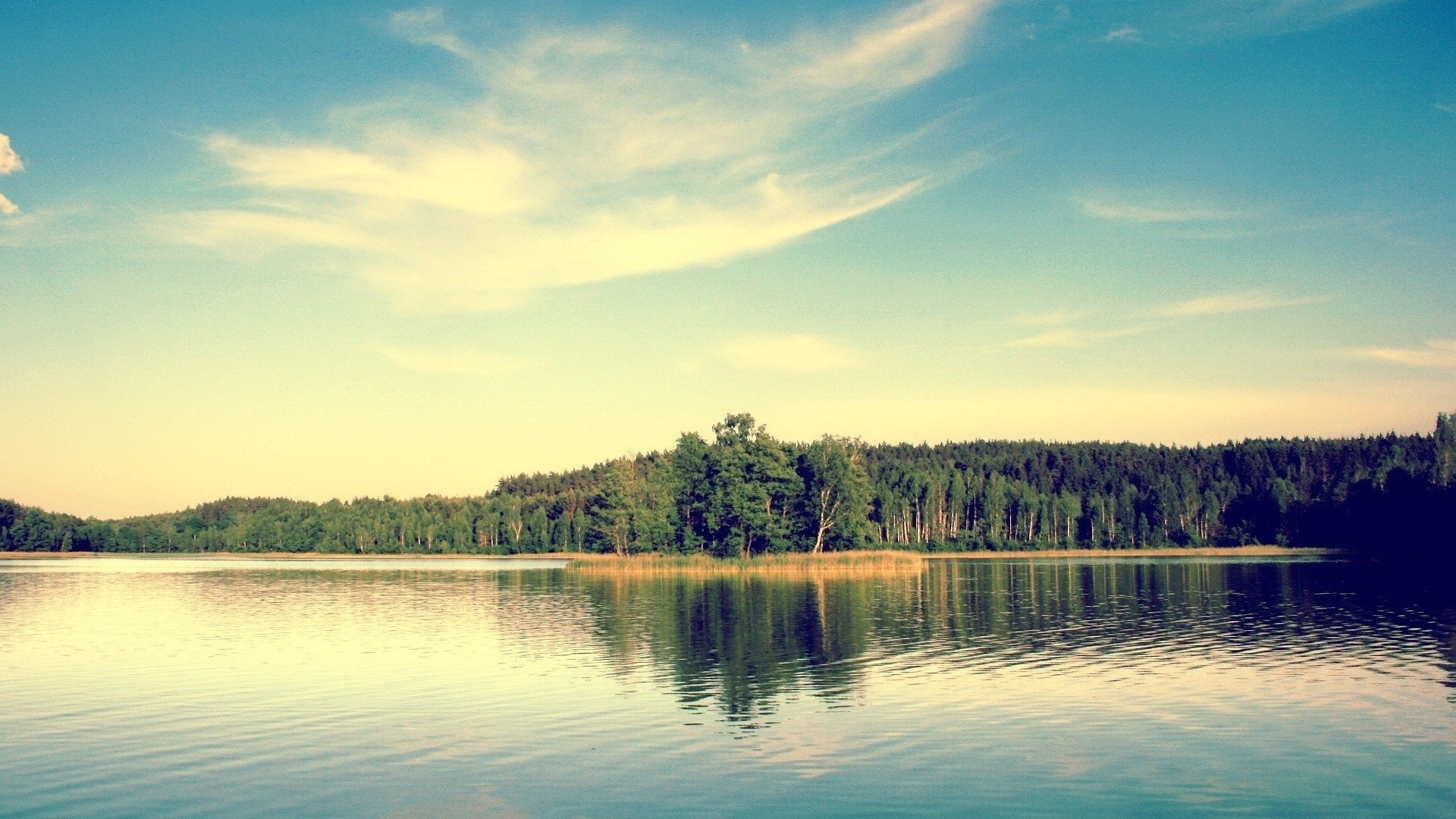 clouds, Landscapes, Nature, Trees, Forest, Lakes, Reflections Wallpaper