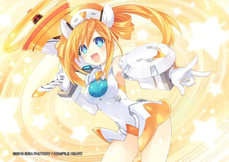 blue, Eyes, Compile, Heart, Elbow, Gloves, Hyperdimension, Neptunia, Leotard, Long, Hair, Orange, Hair, Orange, Heart, Tsunako, Weapon HD Wallpaper Desktop Background