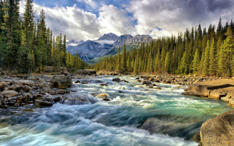alberta, Canada, River, Mountain HD Wallpaper Desktop Background