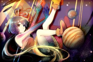 bicolored, Eyes, Boots, Long, Hair, Luo, Tianyi, Planet, Shirousagi, Maryko, Stars, Vocaloid, Vocaloid, China