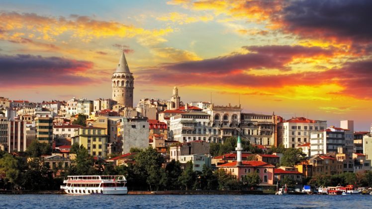 sea, Marmara, Istanbul, Buildings, City, Turkey, Galata, Tower HD Wallpaper Desktop Background