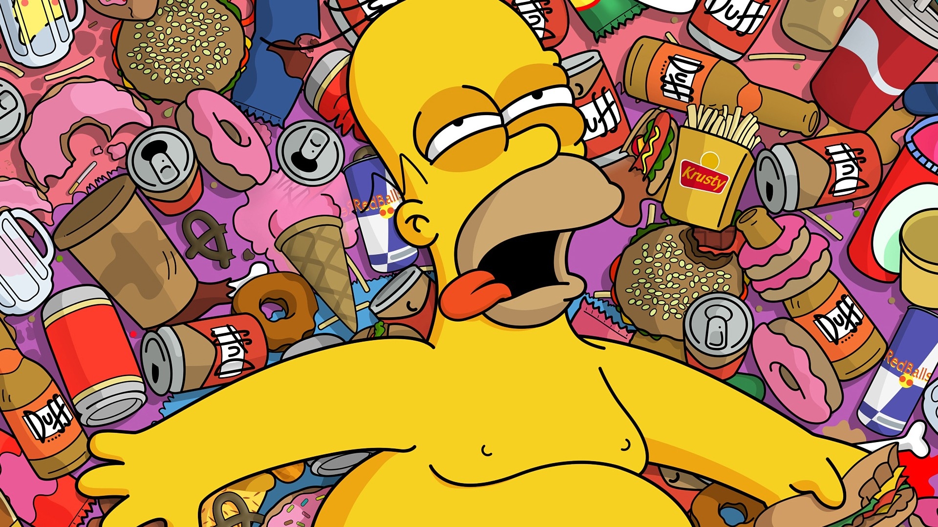 beers, Cartoons, Food, Ice, Cream, Homer, Simpson, Donuts, The, Simpsons, Krusty, The, Clown, Cigarettes, Red, Bull, Duff, Beer Wallpaper