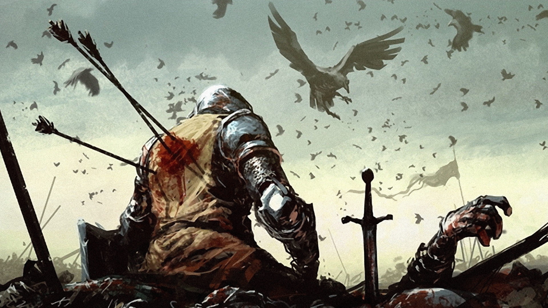 death, Battle, Knights, Fantasy, Art, Ravens, Lost, Imperia, Online Wallpaper