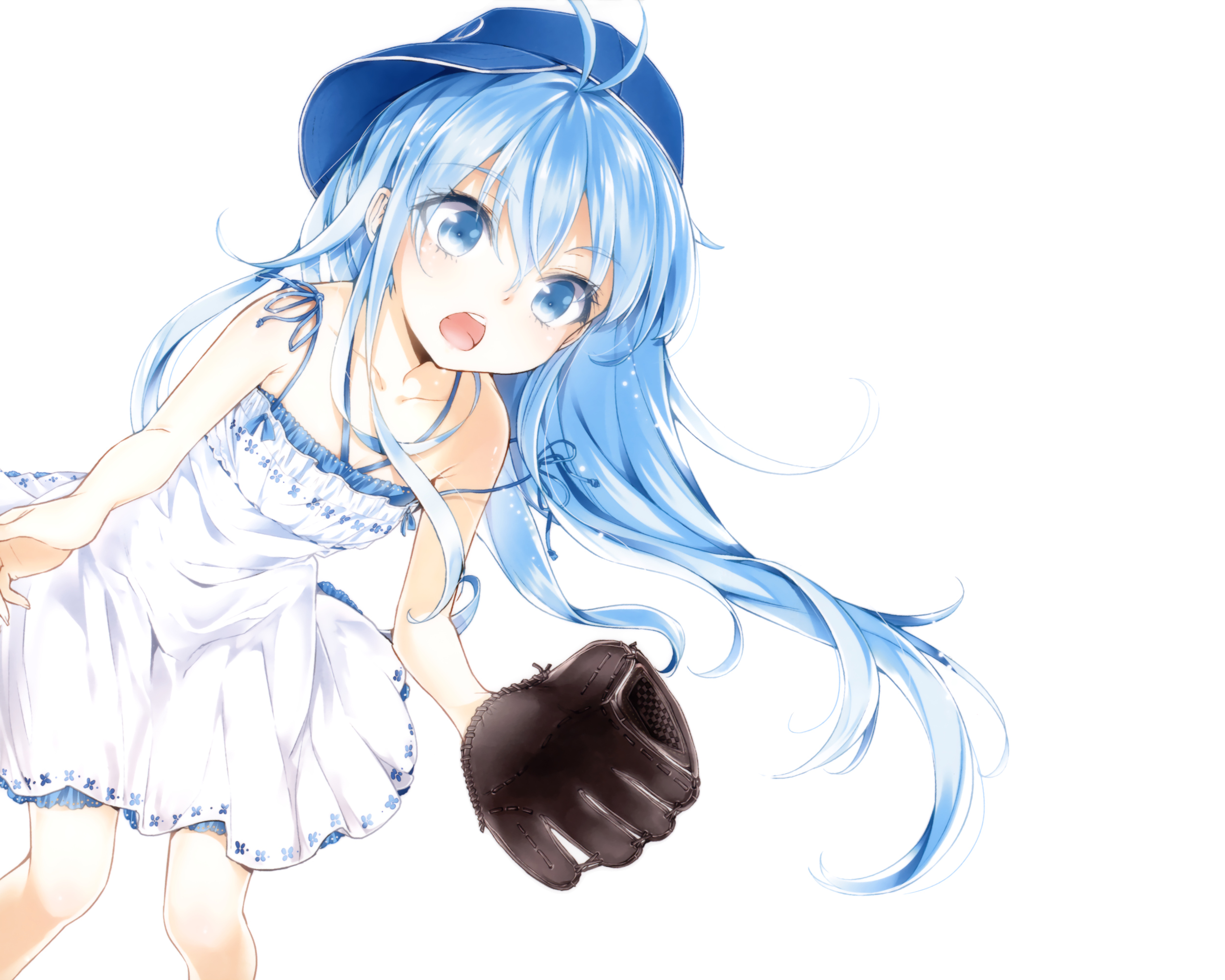 Baseball Blue Hair Buriki Denpa Onna To Seishun Otoko Dress Long Hair Summer Dress