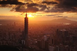 sunset, Clouds, Cityscapes, Buildings, Skyscrapers, Taiwan, Taipei, 101, Cities