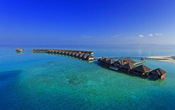 maldives, Bridge, Houses, On, Water, Landscape, Ocean HD Wallpaper Desktop Background