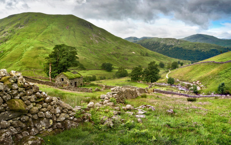 mountains, Rocks, Stone, House, Fence, Landscape, Ruins HD Wallpaper Desktop Background