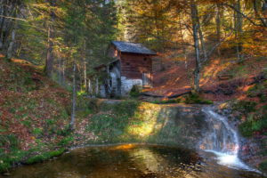 scenery, Forests, Autumn, Austrian, Alps, Stream, Hdr, Nature, Mill