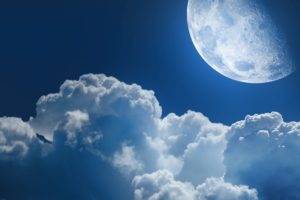 luna, Llena, Nubes, Cielo