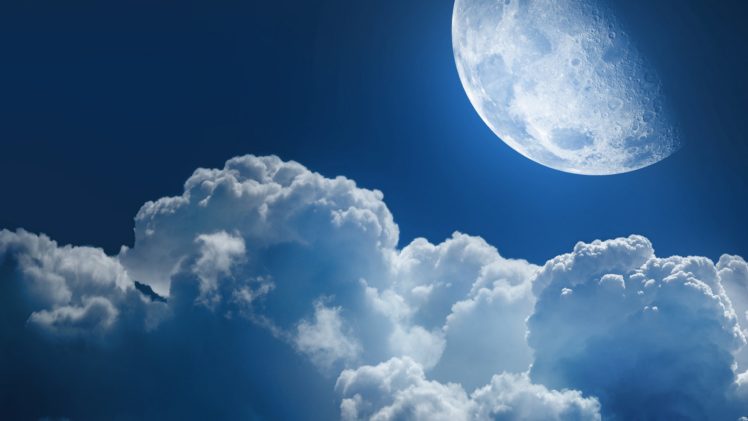 luna, Llena, Nubes, Cielo HD Wallpaper Desktop Background