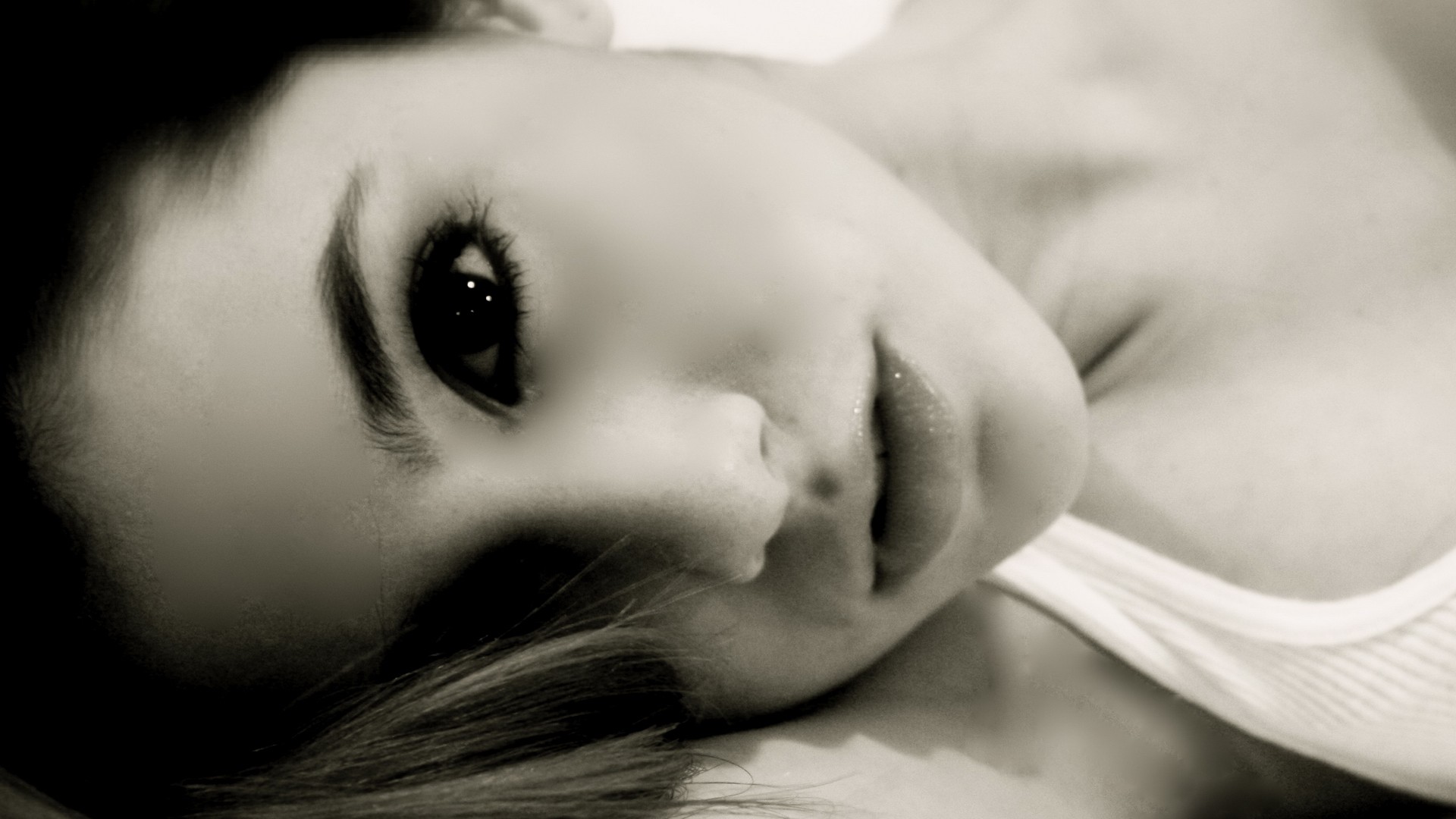 brunettes, Women, Black, And, White, Eyes, Models, Lips, Monochrome Wallpaper