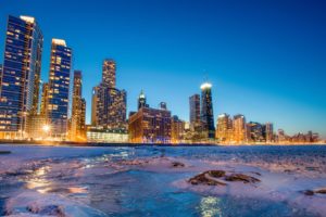chicago, Winter, Ice, Skyscrapers, Bay, City, Nightlife, Window, Lakes, Beaches
