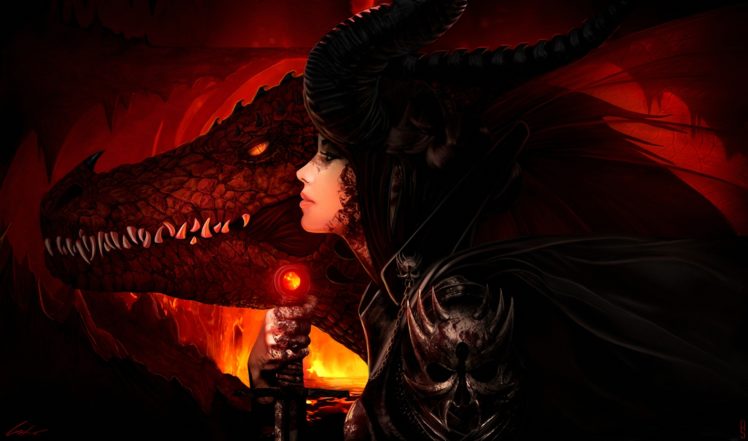 fantasy, Dragon, Gragons, Warrior, Warriors, Women, Females, Weapons, Sword, Weapon, Swords HD Wallpaper Desktop Background