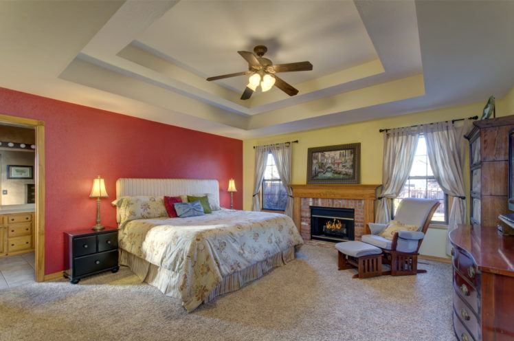 interior, Bed, Fireplace, Room, Bedroom, Ceiling, Design HD Wallpaper Desktop Background