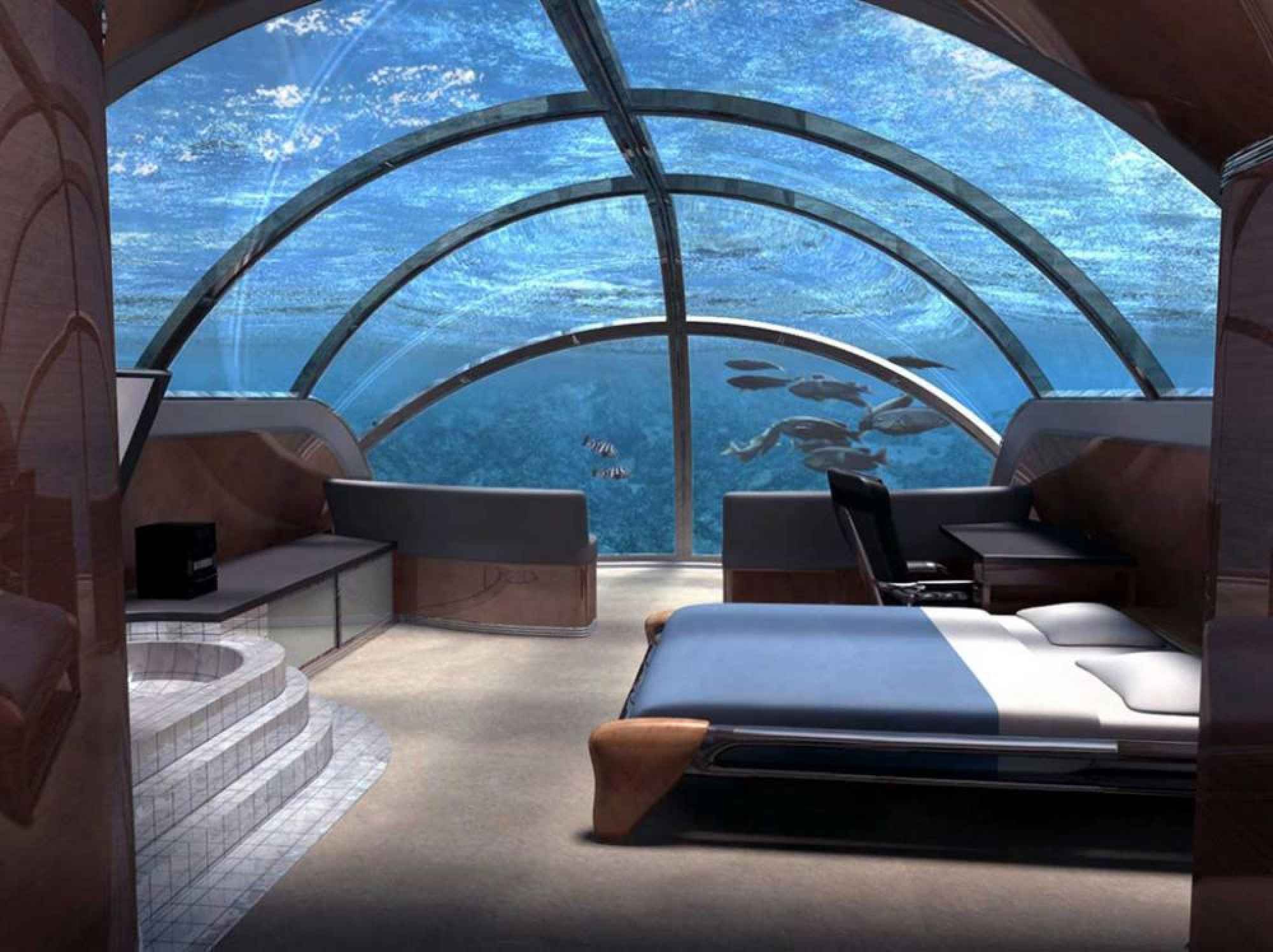 habitacion, Acuario, Cama Wallpaper