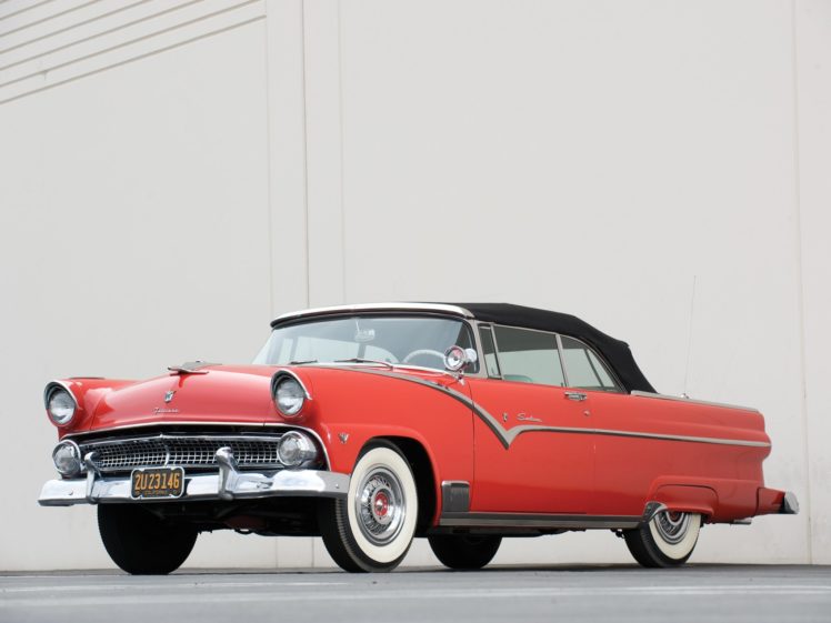 1955, Ford, Fairlane, Sunliner, Convertible, Cars, Classic HD Wallpaper Desktop Background