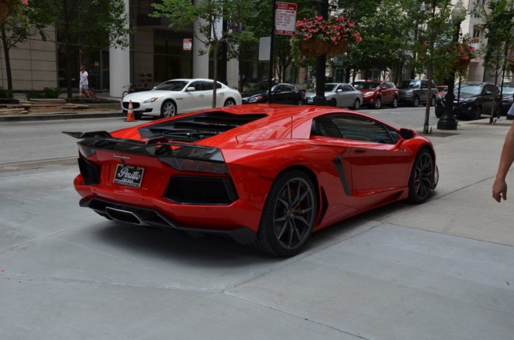 2014, Lamborghini, Aventador, Coupe, Cars, Rosso, Mars, Red HD Wallpaper Desktop Background