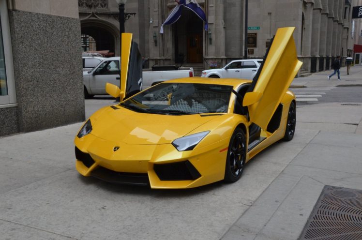 2014, Lamborghini, Aventador, Coupe, Cars, Giallo, Orion, Pearl, Yellow HD Wallpaper Desktop Background