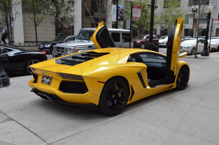 2014, Lamborghini, Aventador, Coupe, Cars, Giallo, Orion, Pearl, Yellow HD Wallpaper Desktop Background