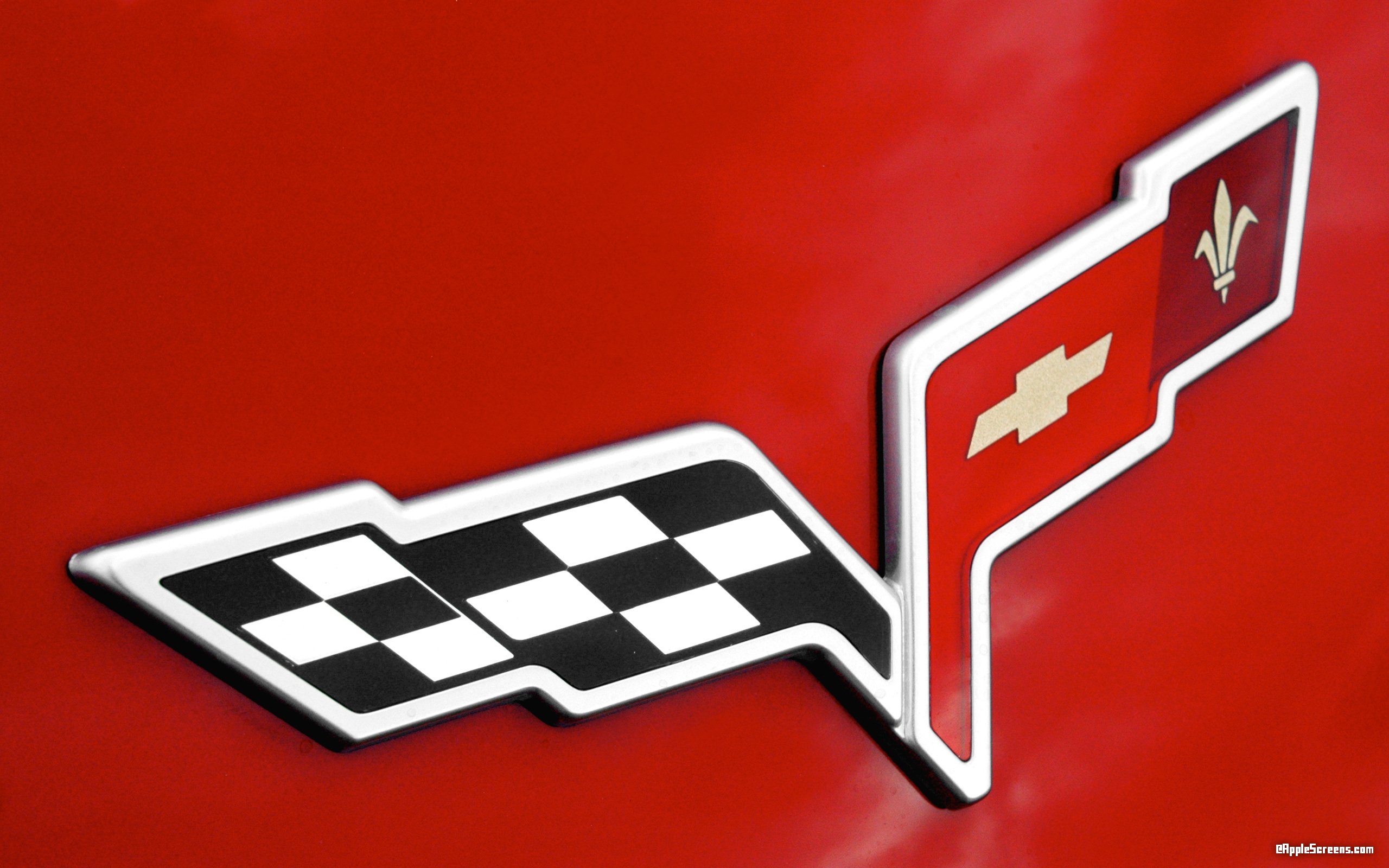 corvette, Red, Logo Wallpaper