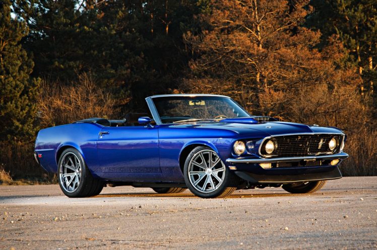 1969, Ford, Mustang, Convertible, Street, Rod, Ctuiser, Pro, Touring, Blue, Usa,  01 HD Wallpaper Desktop Background