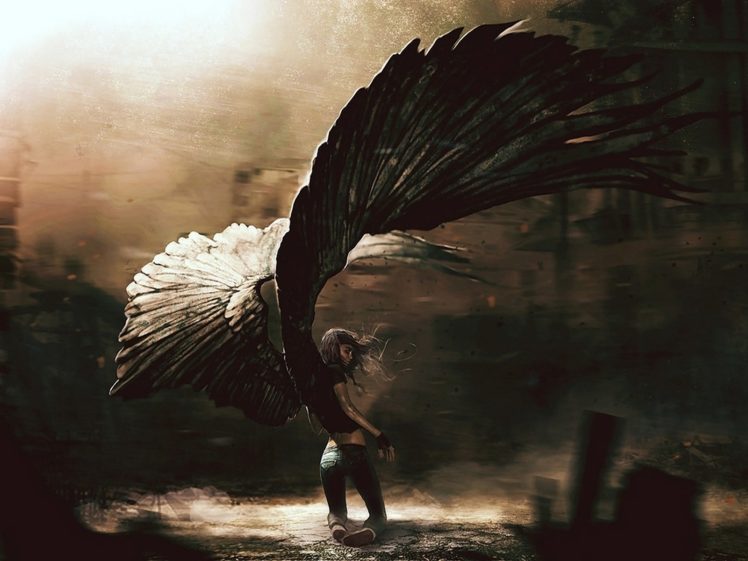arts, Angel, Girl, Fallen, Wings HD Wallpaper Desktop Background