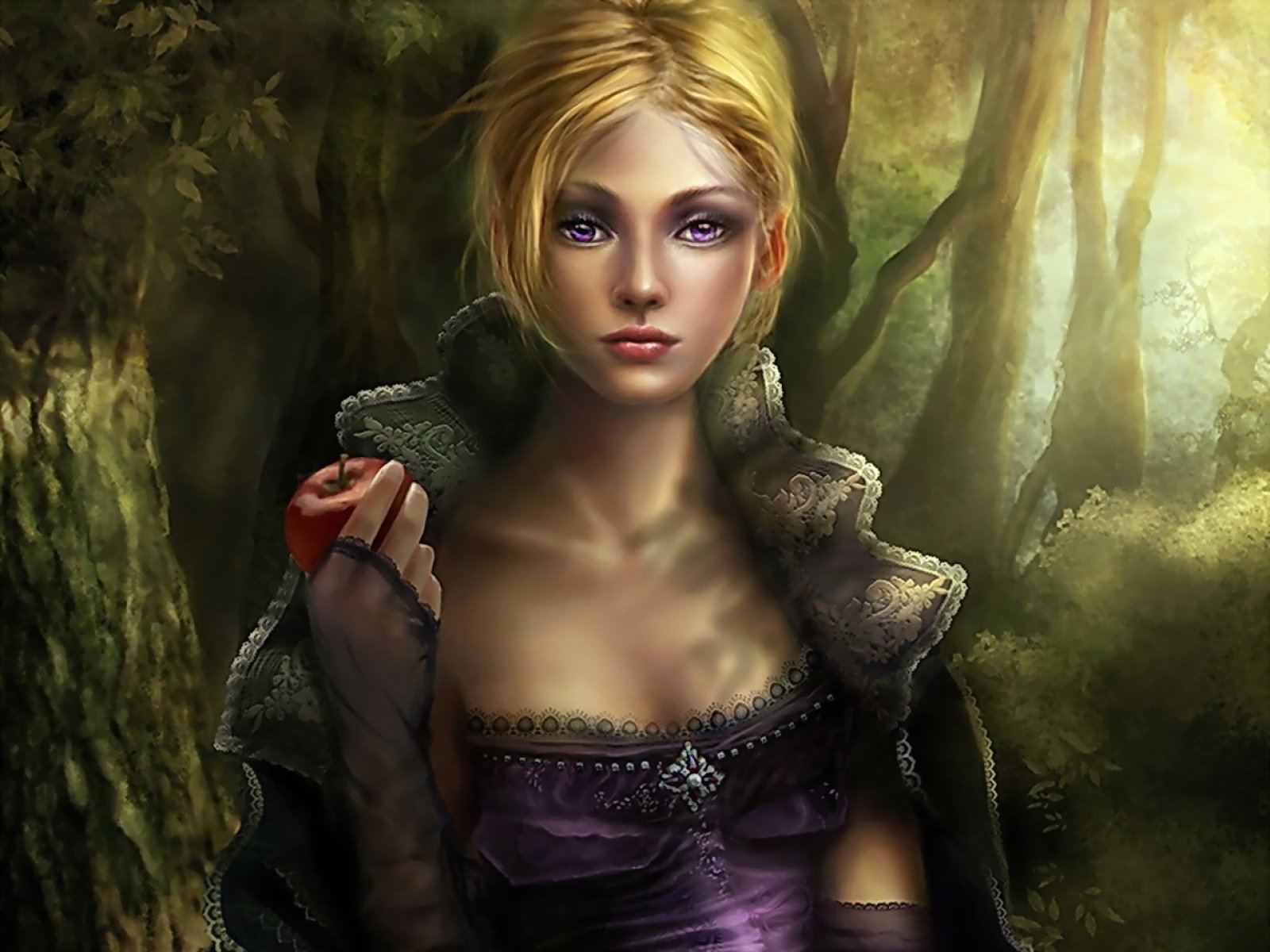 arts, Girl, Apple, Wood, Dress Wallpaper