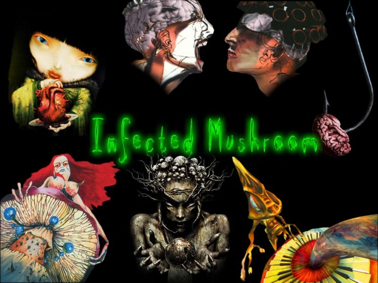 infected, Mushroom, Psychedelic, Trance, Electro, House, Electronica, Electronic, Rock, Industrial, Disc, Jockey, 1imush, Artwork, Fantasy, Poster HD Wallpaper Desktop Background
