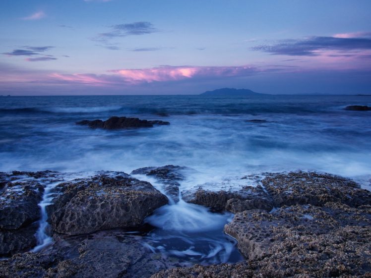 sunset, Sea, Rocks, Landscape, Ocean HD Wallpaper Desktop Background