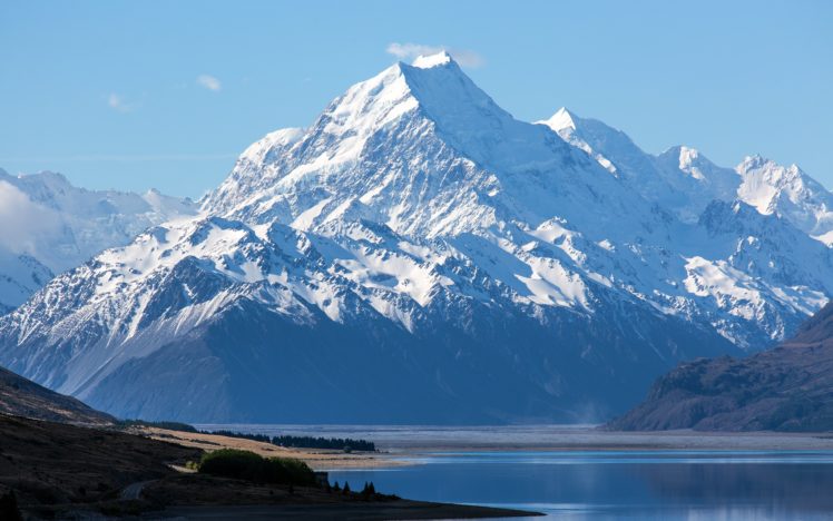 mountains, Snow, Lake, Landscape, Nature HD Wallpaper Desktop Background