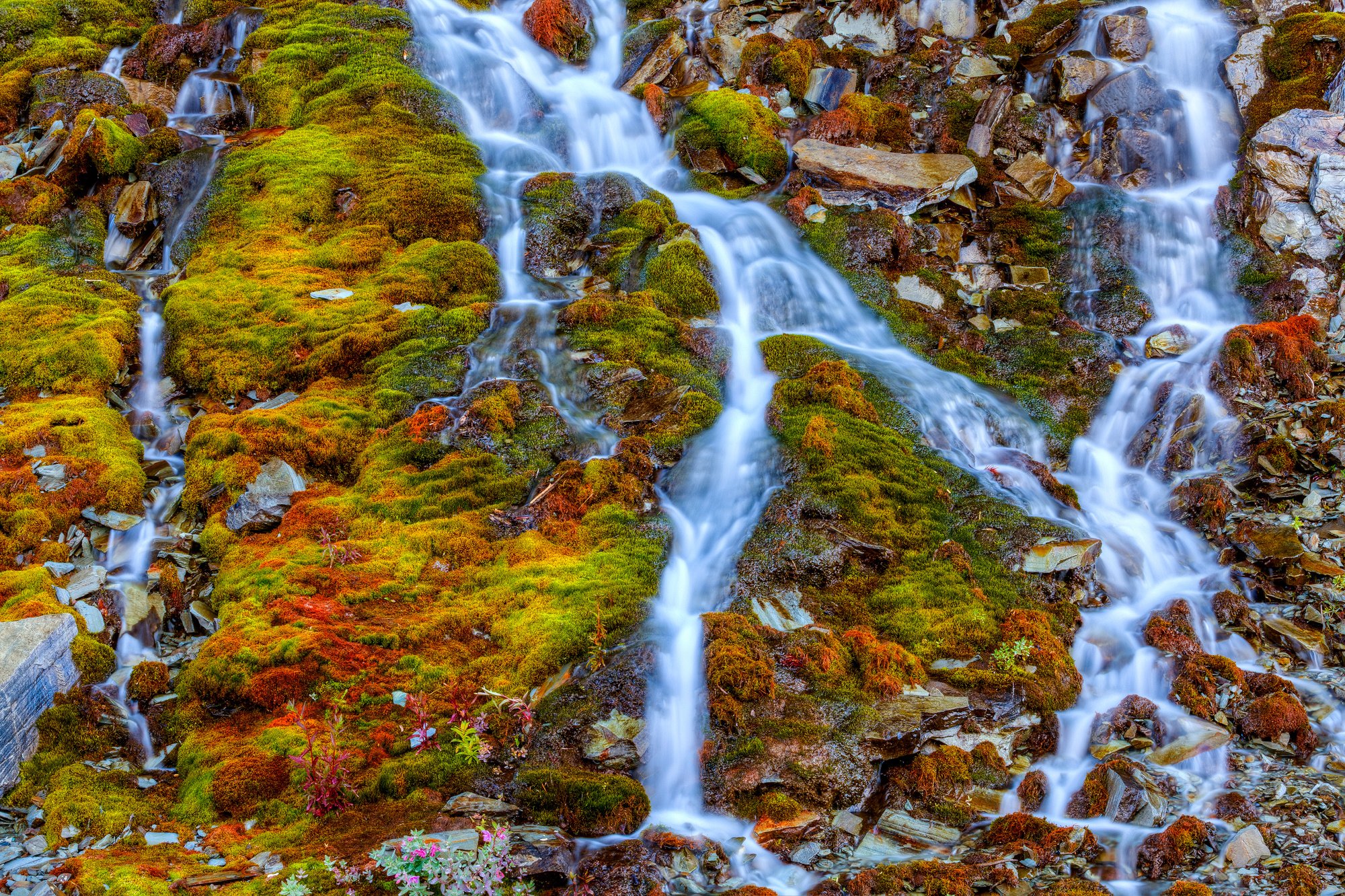 rocky, Mountain, Moss, Waterfalls, Streams, Nature Wallpaper