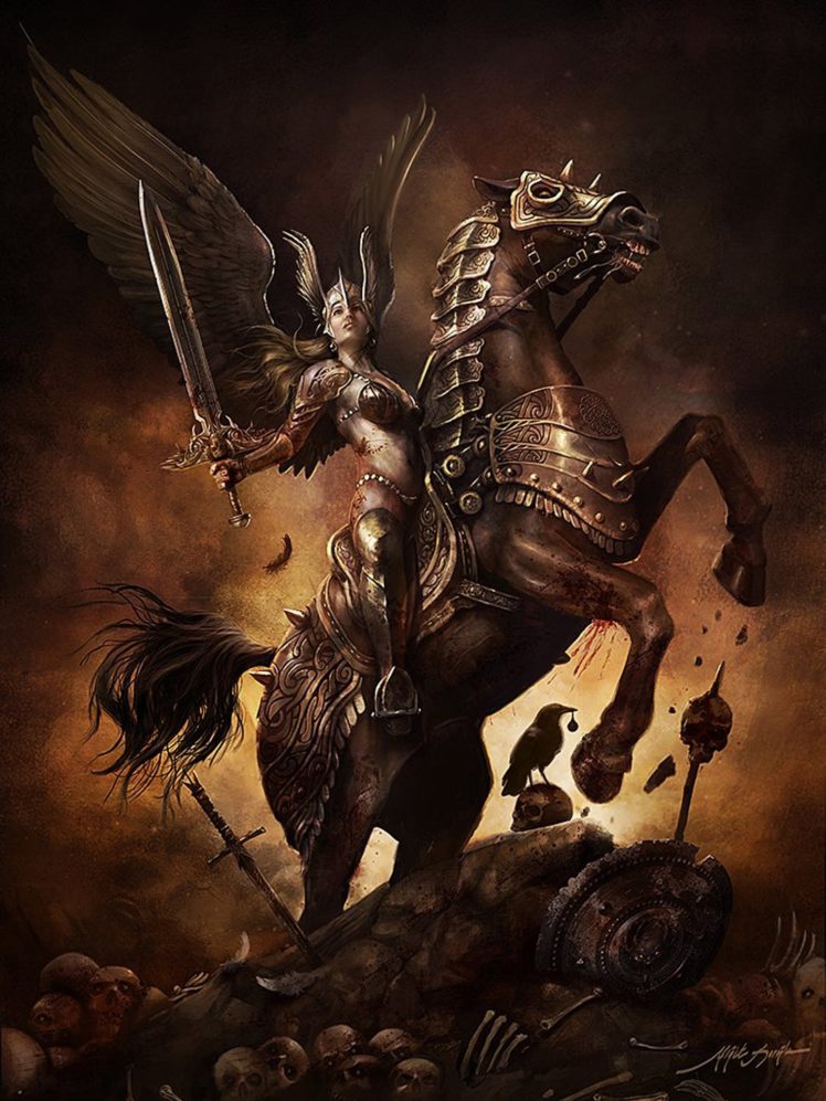 fantasy, Girl, Horse, Woman, Wings, Warrior HD Wallpaper Desktop Background