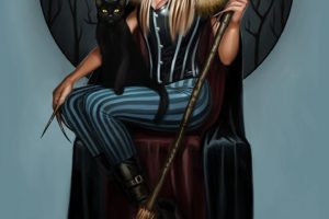 fantasy, Witch, Cat, Girl, Female, Woman