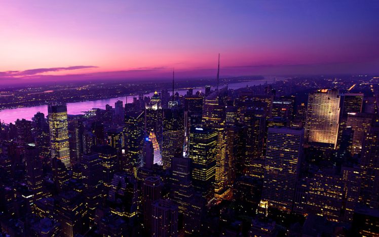 twilight, In, New, York, City HD Wallpaper Desktop Background