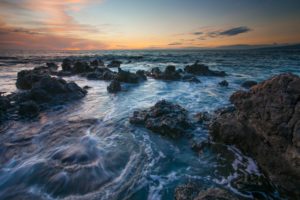 hawaii, Sea, Rocks, Sunset