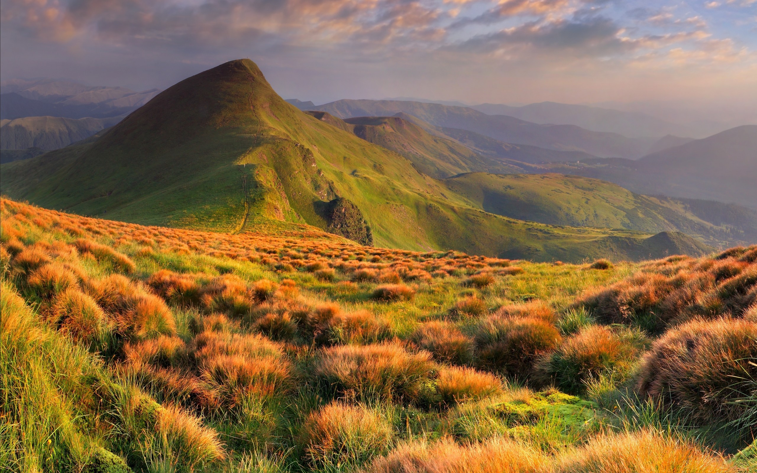 hills, Grass, Clouds Wallpaper