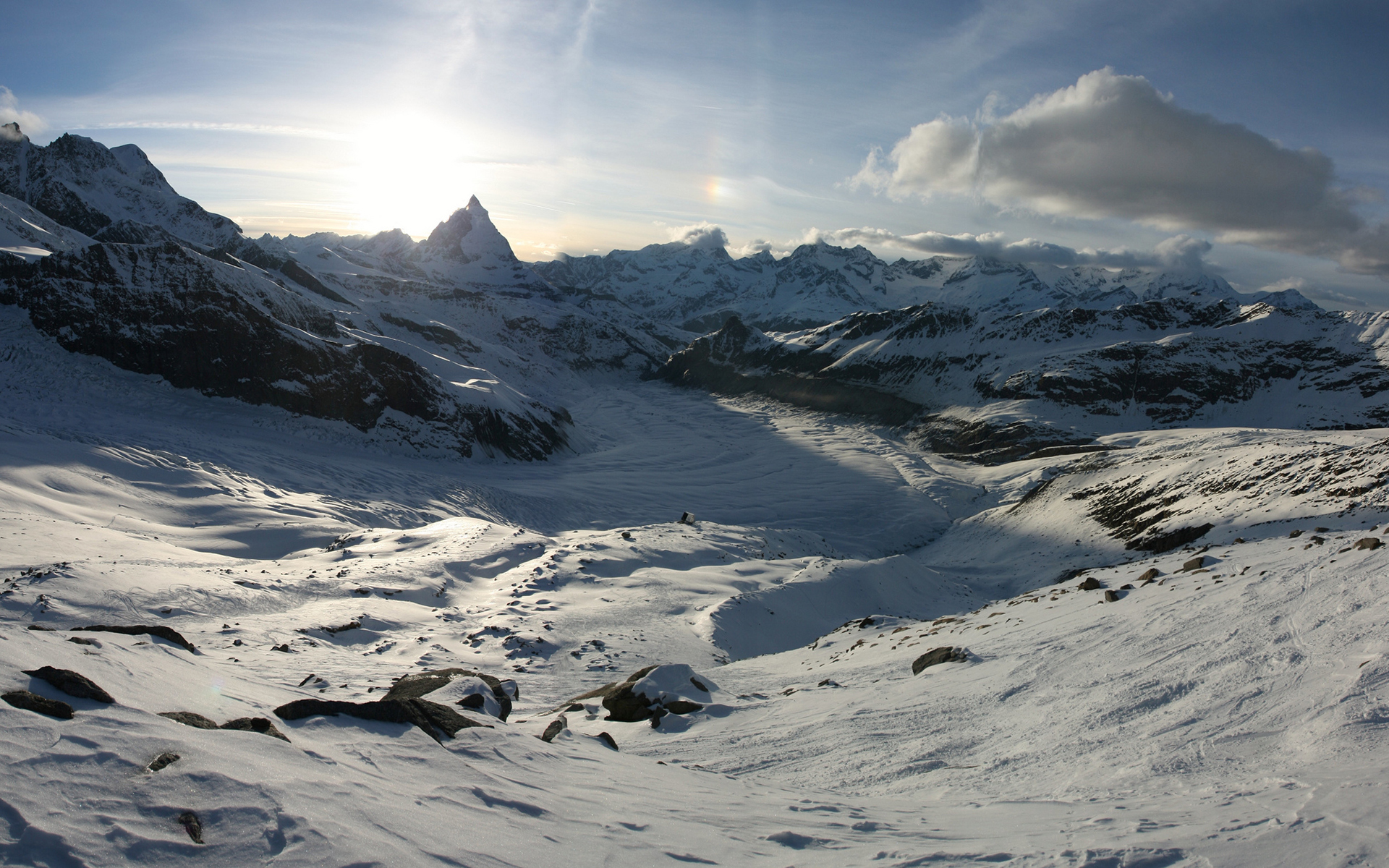 mountains, Landscape, Sunlight, Snow Wallpaper