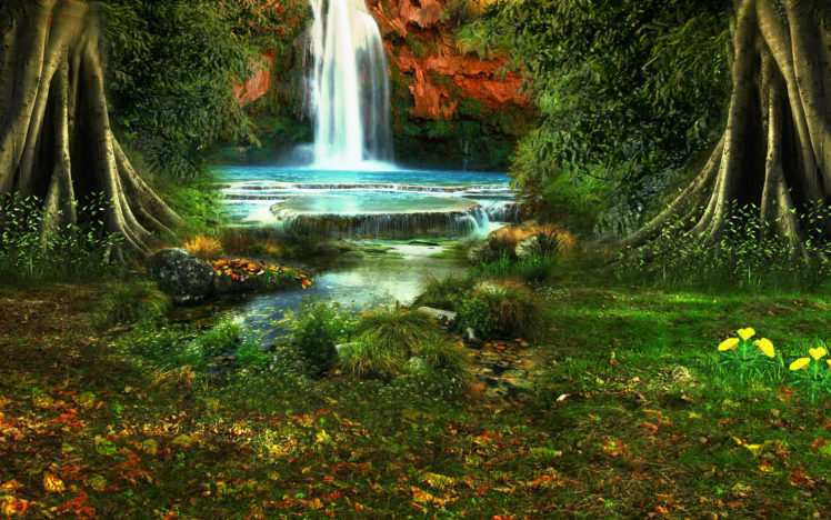 waterfall, Trees, Vegetation, Nature, Landscape HD Wallpaper Desktop Background