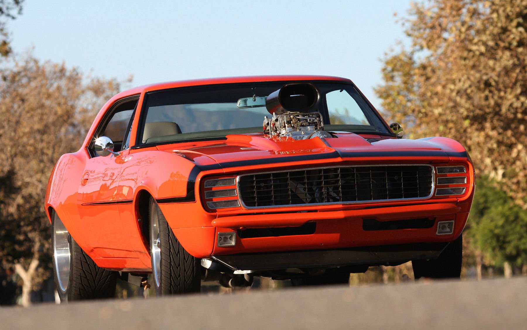 1968, Chevrolet, Chevy, Camaro, Super, Street, Prostreet, Pro, Orange, Usa,  01 Wallpaper