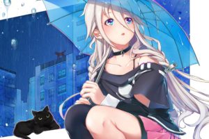 animal, Cat, Ia, Megumoke, Rain, See, Through, Umbrella, Vocaloid, Water