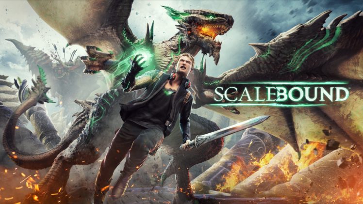 scalebound, Action, Rpg, Fighting, Dinosaur, 1sbound, Fantasy, Dragon, Poster HD Wallpaper Desktop Background