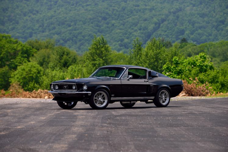 1968, Ford, Mustang, Gt, Fastback, Muscle, Resto, Mod, Street, Rod, Streetrod, Cruiser, Black, Usa,  10 HD Wallpaper Desktop Background