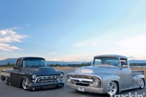 1956, Ford, F 100, Pickup, 1957, Chevrolet, Chevy, Pickup, Cameo, Custom, Hotrod, Street, Rod, Hot, Usa,  01